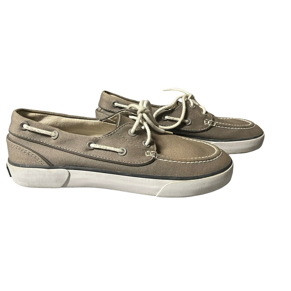 Polo Ralph Lauren Lander P Canvas Boat Shoes Mens 8D Taupe Brown 00001629 F13